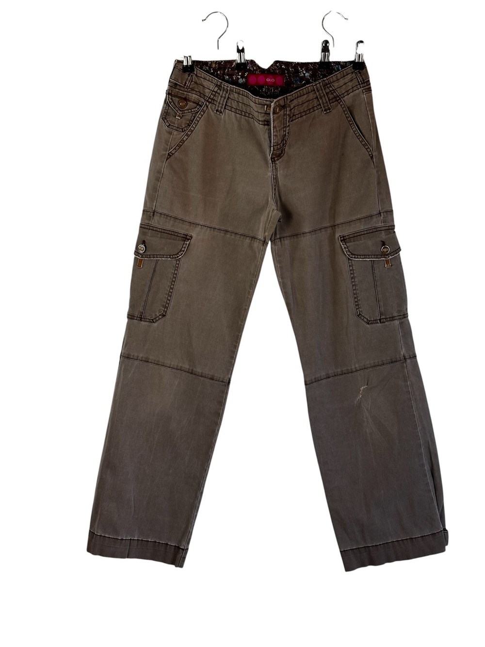 Y2K GLO Juniors Taupe Cargo Pants Size 9 Juniors Wide Leg Grunge Gorpcore